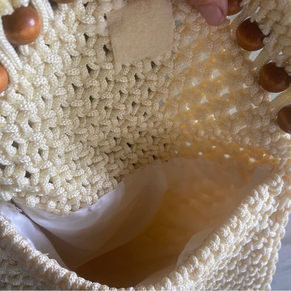 vintage Beaded Handmade Lined Macramae Envelope Purse, 1970’ - Picture 4 of 8